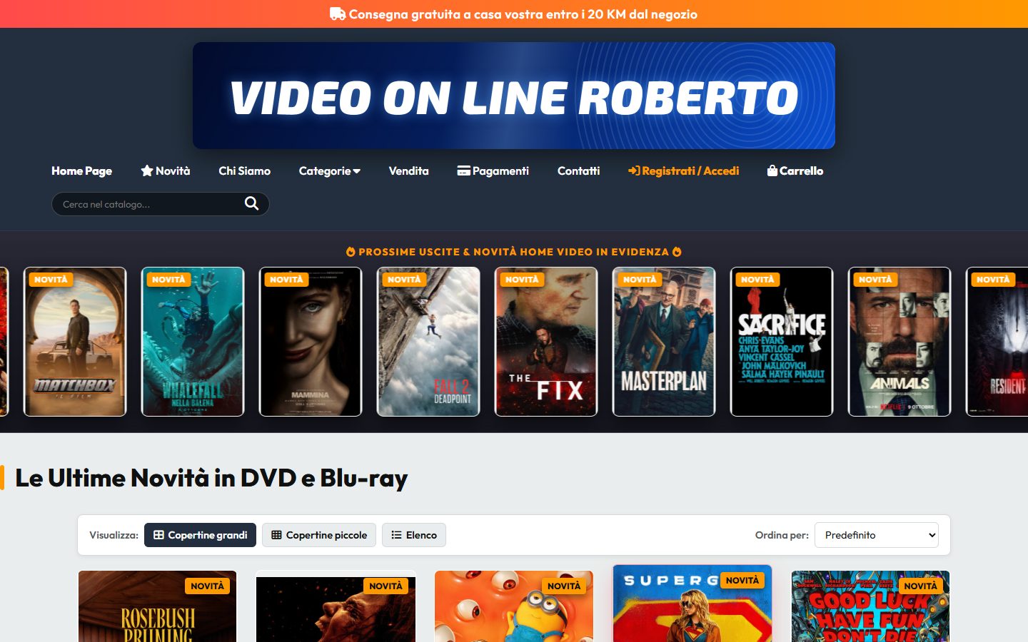 Home page del sito Video On Line Roberto
